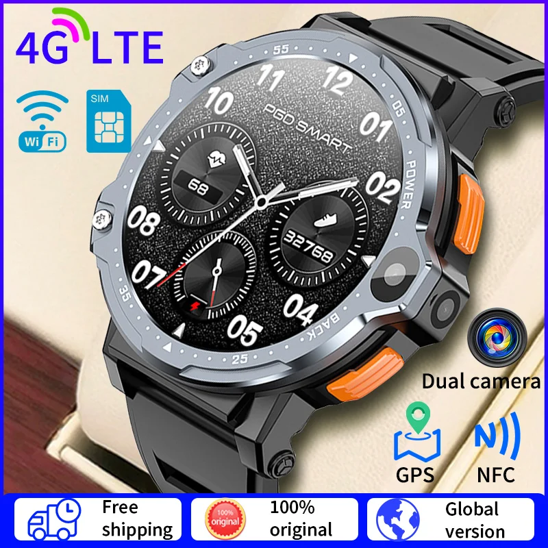 WIFI 4G 5G SIM Card Android OS Smartwatch 2023 New GPS 1.54'' HD Screen 4GB+64GB Dual Cameras Sports Smart Watch for Men