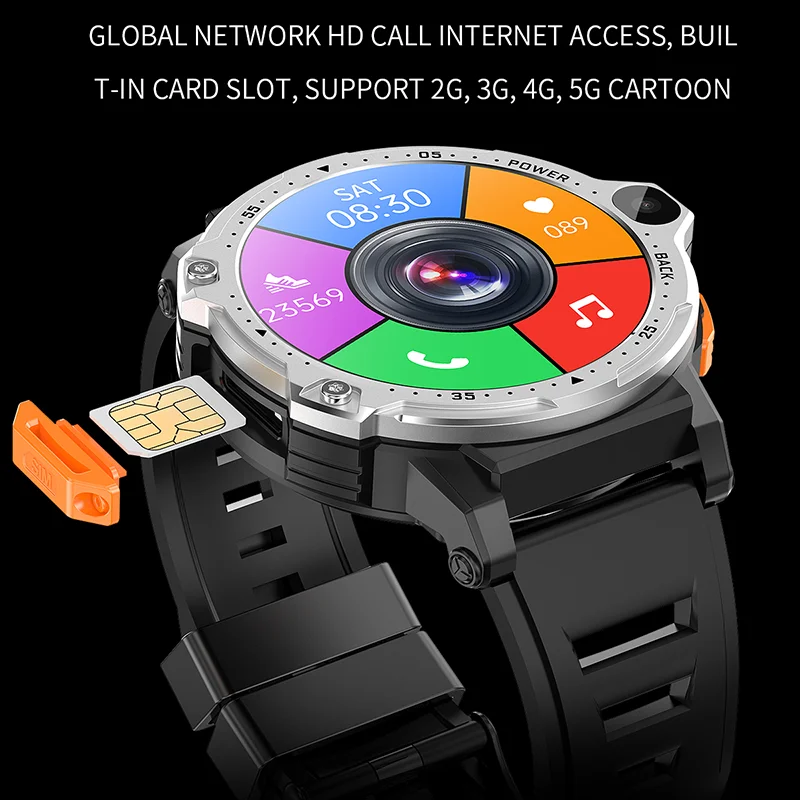 WIFI 4G 5G SIM Card Android OS Smartwatch 2023 New GPS 1.54'' HD Screen 4GB+64GB Dual Cameras Sports Smart Watch for Men