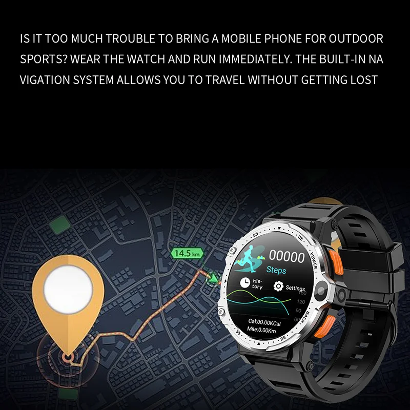 WIFI 4G 5G SIM Card Android OS Smartwatch 2023 New GPS 1.54'' HD Screen 4GB+64GB Dual Cameras Sports Smart Watch for Men