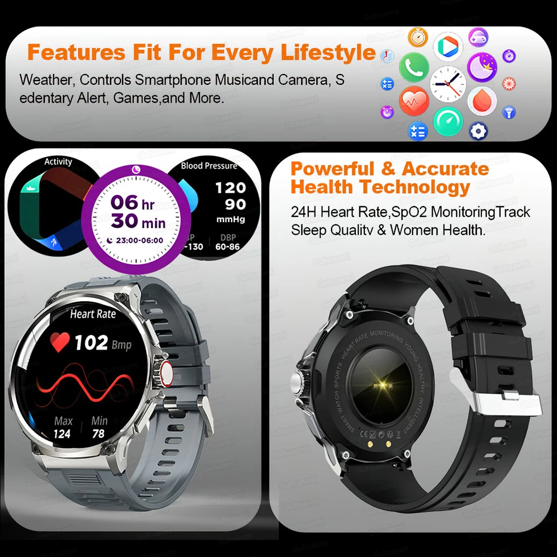 Outdoor Sports Fitness GPS Track Smartwatch HD Bluetooth Call 710 mAh IP68 Waterproof Blood Pressure Blood Oxygen Watch
