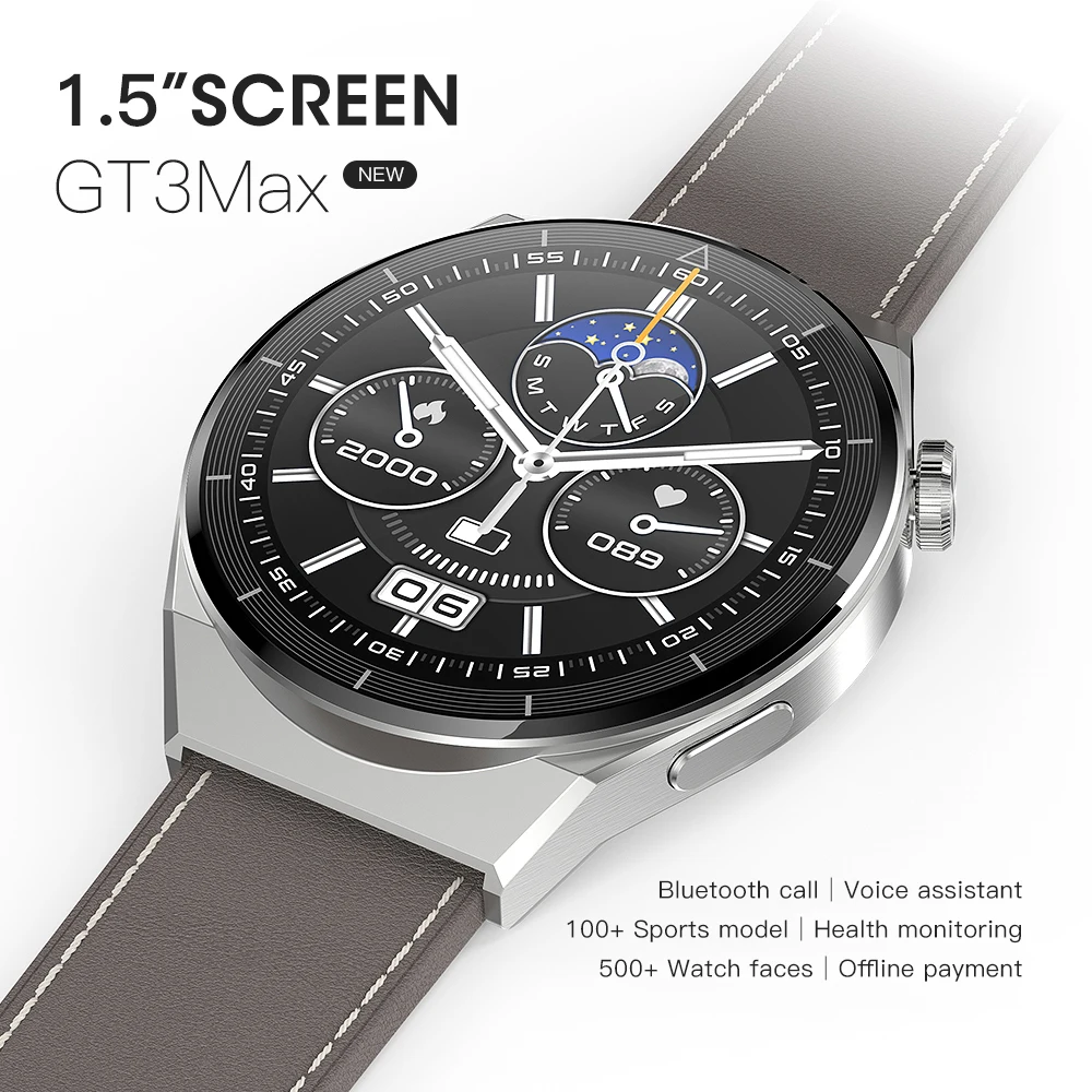 For Men Women GT3 MAX Smart Watch Men Android Bluetooth Call IP68 Waterproof Blood Pressure Fitness Tracker Smartwatch 2024