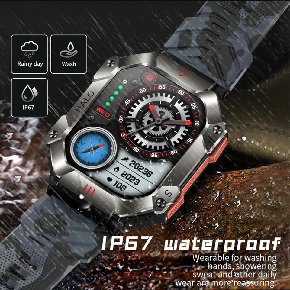 Outdoor Military Grade Smart Watch Men Compass Voice Call Sport Watches GPS Tracker Long Standby IP67 Waterproof Smartwatch Man