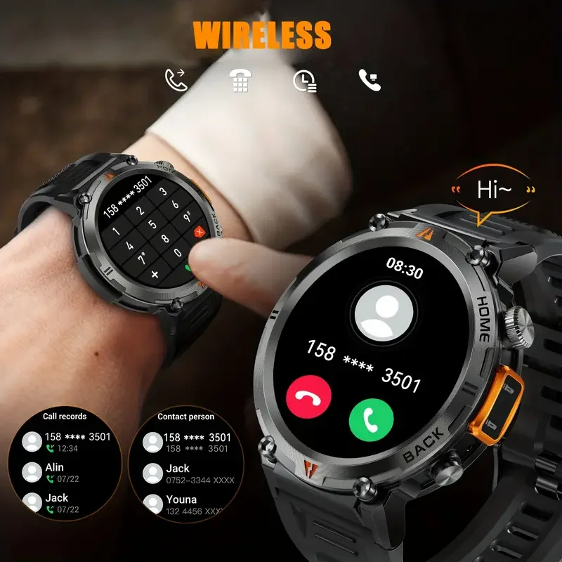 Smart Watch With Flashlight,Outdoor Sports Watch, Fitness Tracker,Bluetooth Call For Android IOS Phone 2024 Top Smartwatch