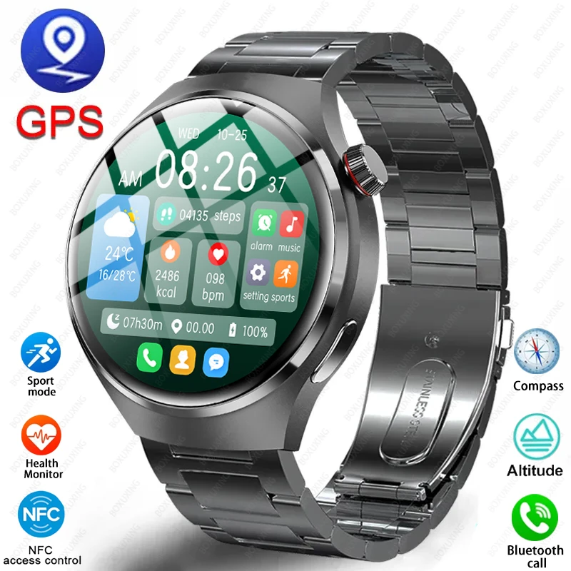 For Huawei Xiaomi GT4 Pro Smart Watch Men NFC GPS Tracker AMOLED 360*360 HD Screen Heart Rate Bluetooth Call SmartWatch