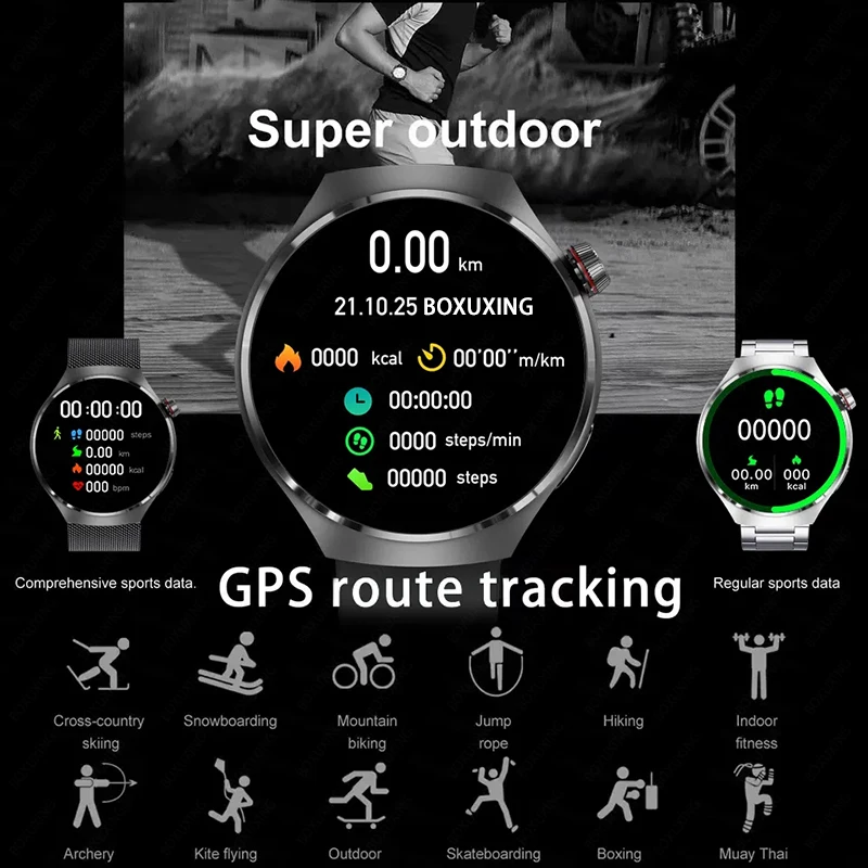 For Huawei Xiaomi GT4 Pro Smart Watch Men NFC GPS Tracker AMOLED 360*360 HD Screen Heart Rate Bluetooth Call SmartWatch