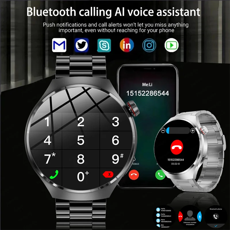For Huawei New GPS Smart Watch Men IP68 NFC GPS Tracker AMOLED 360*360 HD Screen Heart Rate BT Call Smart Watch Men GT4 Pro 2024