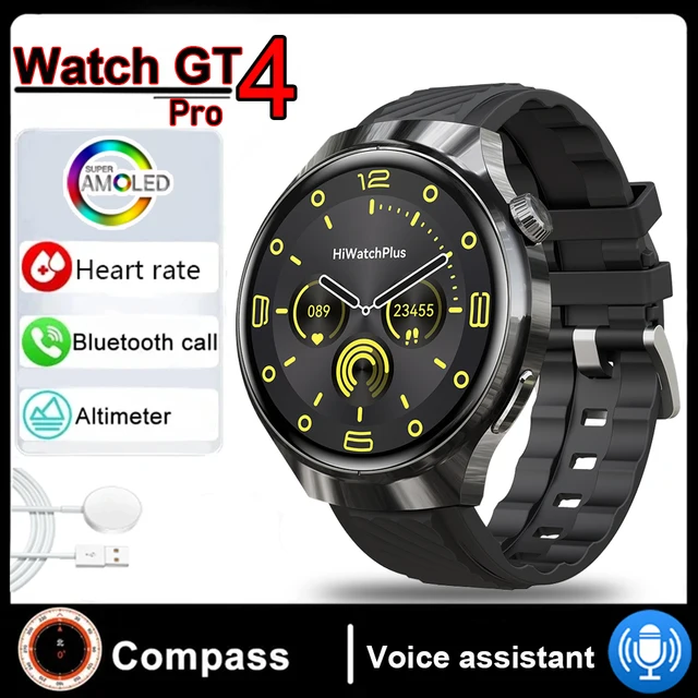 For Huawei New GPS Smart Watch Men IP68 NFC GPS Tracker AMOLED 360*360 HD Screen Heart Rate BT Call Smart Watch Men GT4 Pro 2024