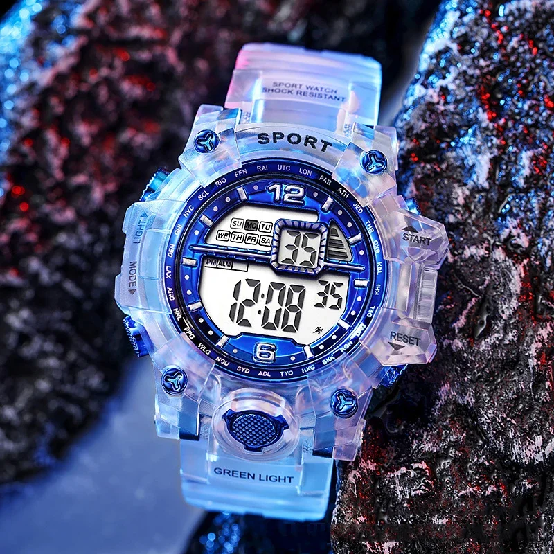 Fashion Color Electronic Watch for Men and Women Transparent Sports Waterproof Outdoor G Digital Shock Clock Student Wristwatch