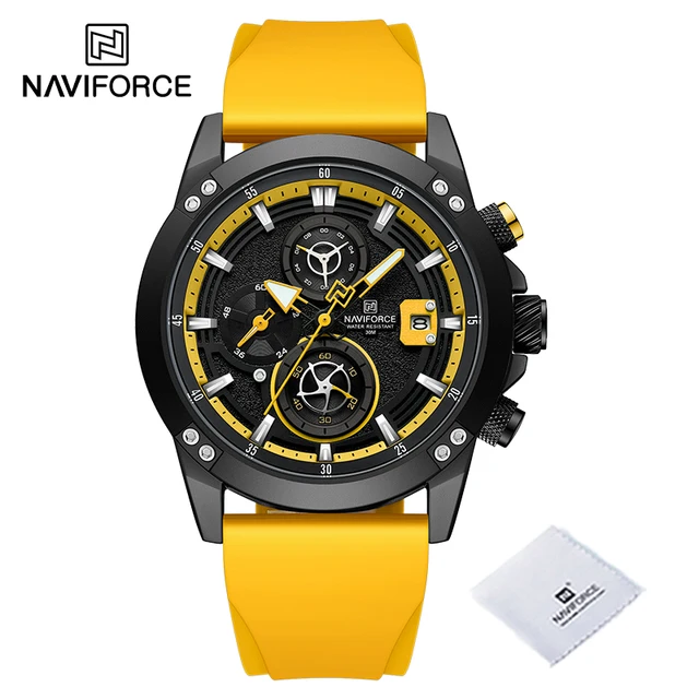 NAVIFORCE Men Calendar Wristwatch Original Casual Sports Watches Waterproof Silicone Strap Quartz Chronograph Boyfriend Gift