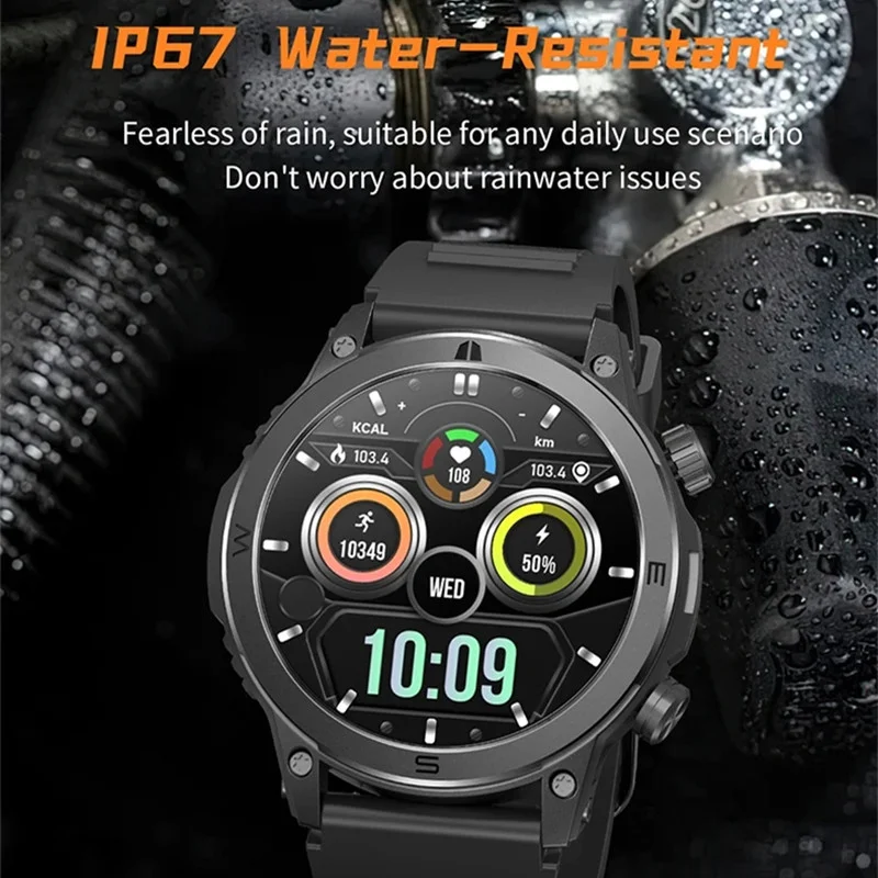 HM38 Men Outdoor Sports Smart Watch 1.43inch Amoled Large Screen Bluetooth Call Multi Sport Mode Fitness Tracker SmartWatch