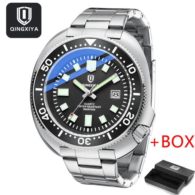 QINGXIYA Brand New Fashion Design Quartz Watch for Men Stainless Steel Waterproof Luminous Date Mens Watches Relogio Masculino