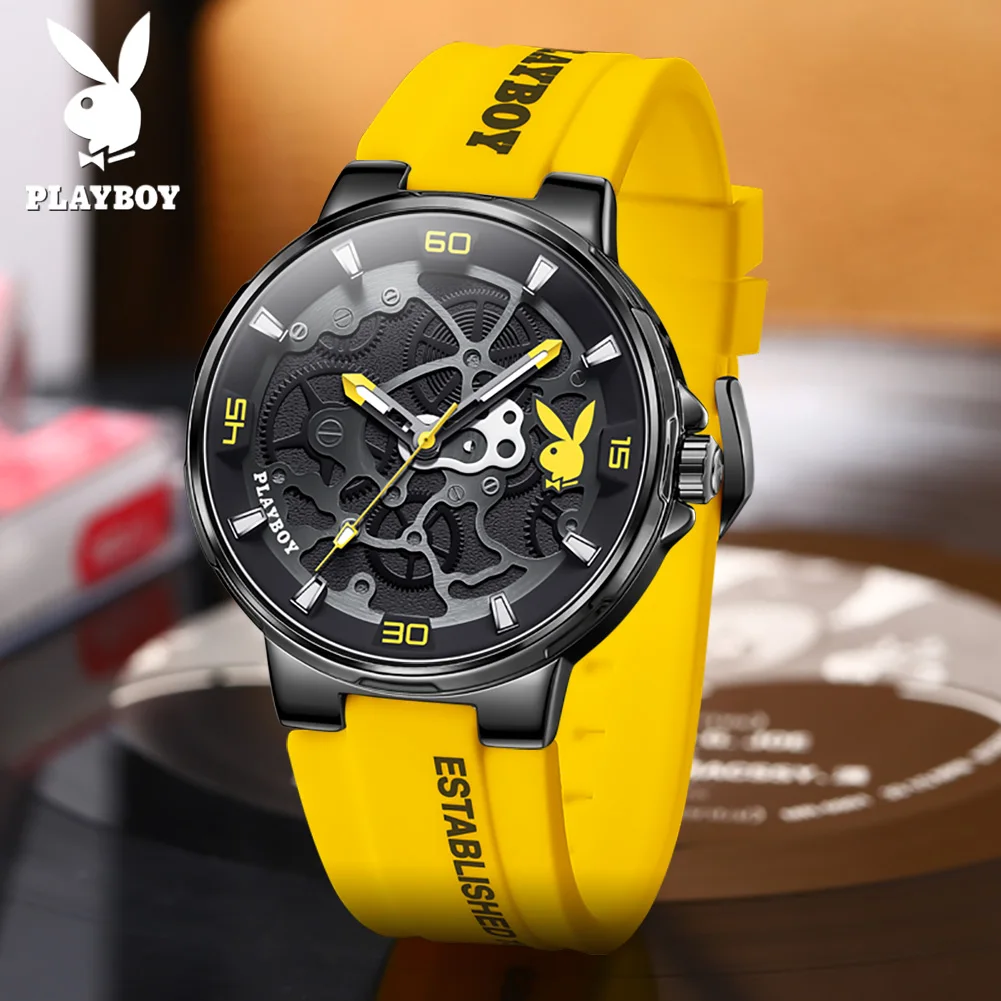 PLAYBOY Fashion Casual Watch for Men Luxury Waterproof Luminous Man Wristwatch High Quality Elegant Sports Quartz Men's Watches