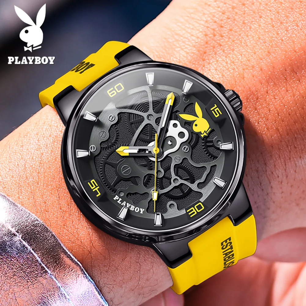 PLAYBOY Fashion Casual Watch for Men Luxury Waterproof Luminous Man Wristwatch High Quality Elegant Sports Quartz Men's Watches