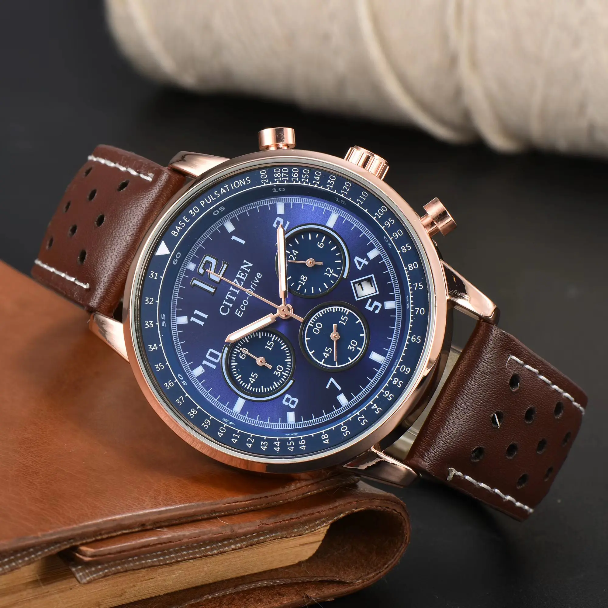 Citizen Eco-Drive CA4500-16X Flight Military Future Force Chronograph Leather Strap Quartz Watch for Men Relogio Reloj Hombre
