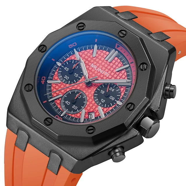 Fashion Chronograph Watches for Men Fashion Military Sport Silicone Strap Wristwatch with Auto Date Waterproof Quartz Watch часы