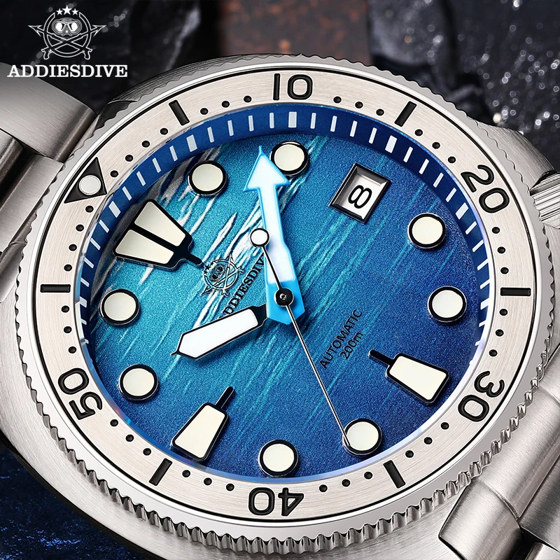 ADDIESDIVE AD2045 Watch For Man 20Bar Waterproof Sapphire Glass BGW9 Blue Luminous Automatic Mechanical Watch Reloj Hombre