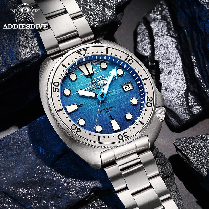 ADDIESDIVE AD2045 Watch For Man 20Bar Waterproof Sapphire Glass BGW9 Blue Luminous Automatic Mechanical Watch Reloj Hombre