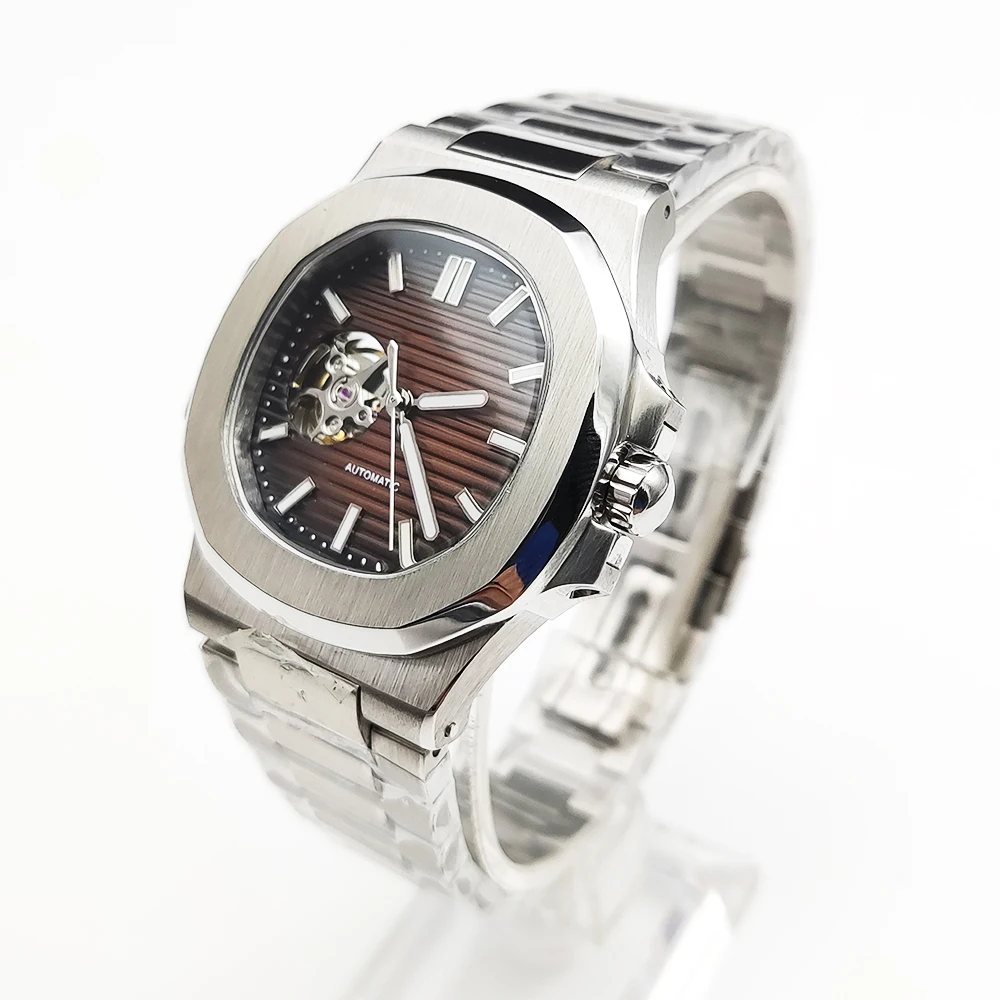 5 Colors Dress 40MM Square Case NH38 Automatic men's Watch Coffee dial Sapphire Glass Luminous Automatic Watch