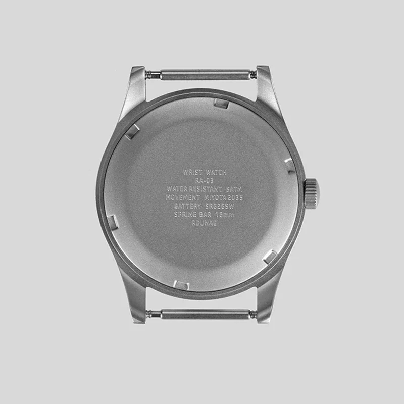 RDUNAE 34.5mm Top Quartz Watches For Men Retro G10 Military Miyota 2035 Movemen Watches Mineral relogios masculino