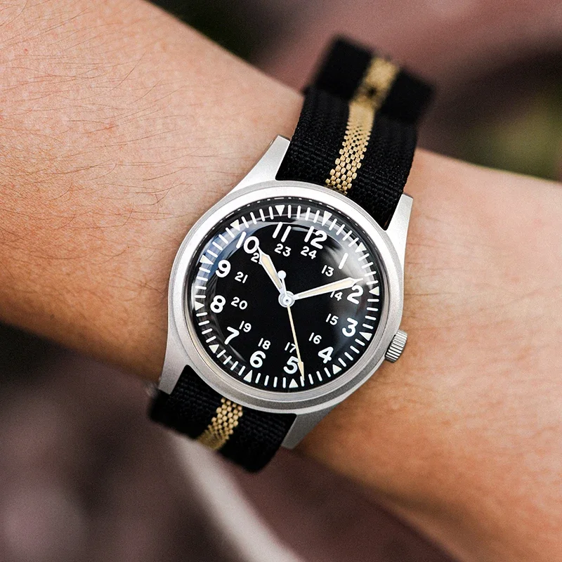 RDUNAE 34.5mm Top Quartz Watches For Men Retro G10 Military Miyota 2035 Movemen Watches Mineral relogios masculino