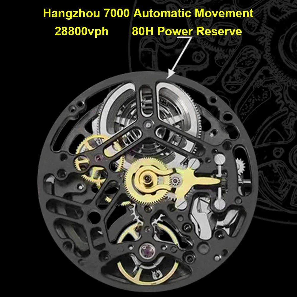 Luxury Automatic Watch Men Sports Skeleton Watches 40mm OUROBOROS Steampunk Mechanical Wristwatches 28800 Vph Clocks Top Brand