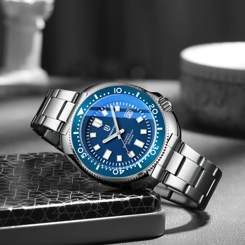 QINGXIYA Brand Sports Dig Dial Quartz Watch for Men Luxury Stainless Steel Waterproof HD Luminous Calendar Fashion Mens Watches