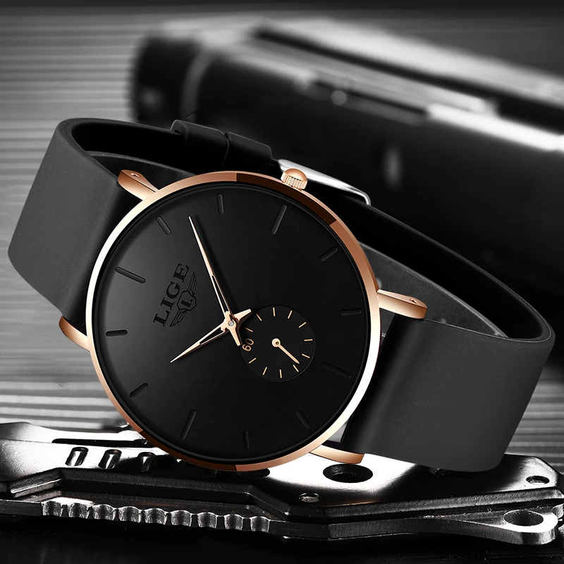 LIGE Fashion Mens Watches Top Brand Luxury Sport Waterproof Simple Ultra-Thin Watches Men Quartz Clock Relogio Masculino+Box
