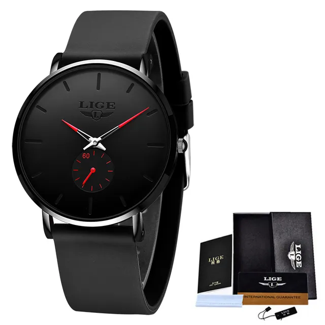 LIGE Fashion Mens Watches Top Brand Luxury Sport Waterproof Simple Ultra-Thin Watches Men Quartz Clock Relogio Masculino+Box