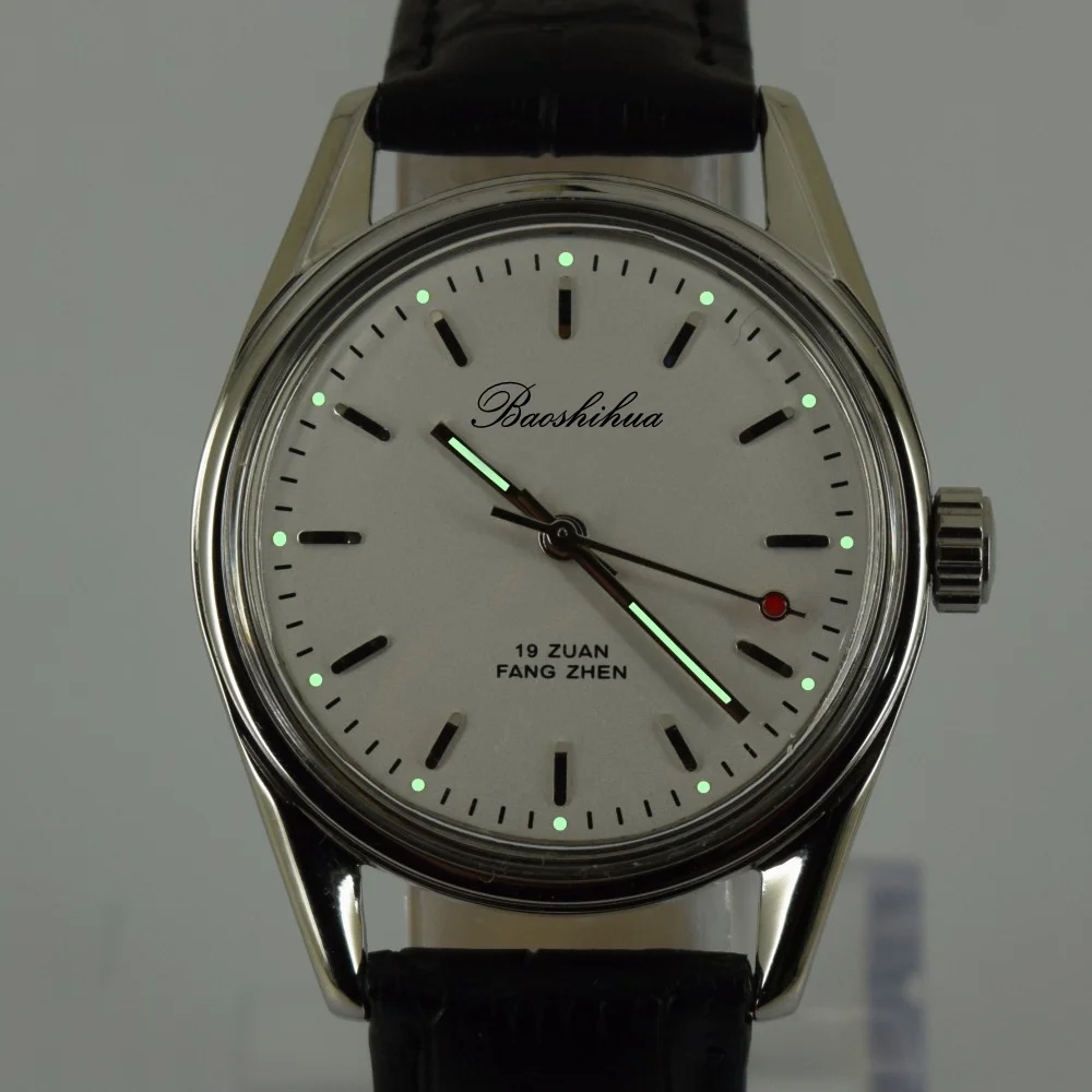 Antique Shanghai Watches Men Vintage Mechanical Wristwatches 8120 Hand Wind Movement 36mm Dome Acrylic Homage Watch Retro 1963Pr