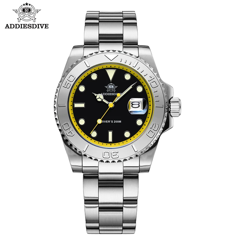 ADDIESDIVE TOP Brand AD2040 Men Watch Luminous 20Bar Diver Calendar Display Rubber Silicone Reloj Hombre Quartz Watch