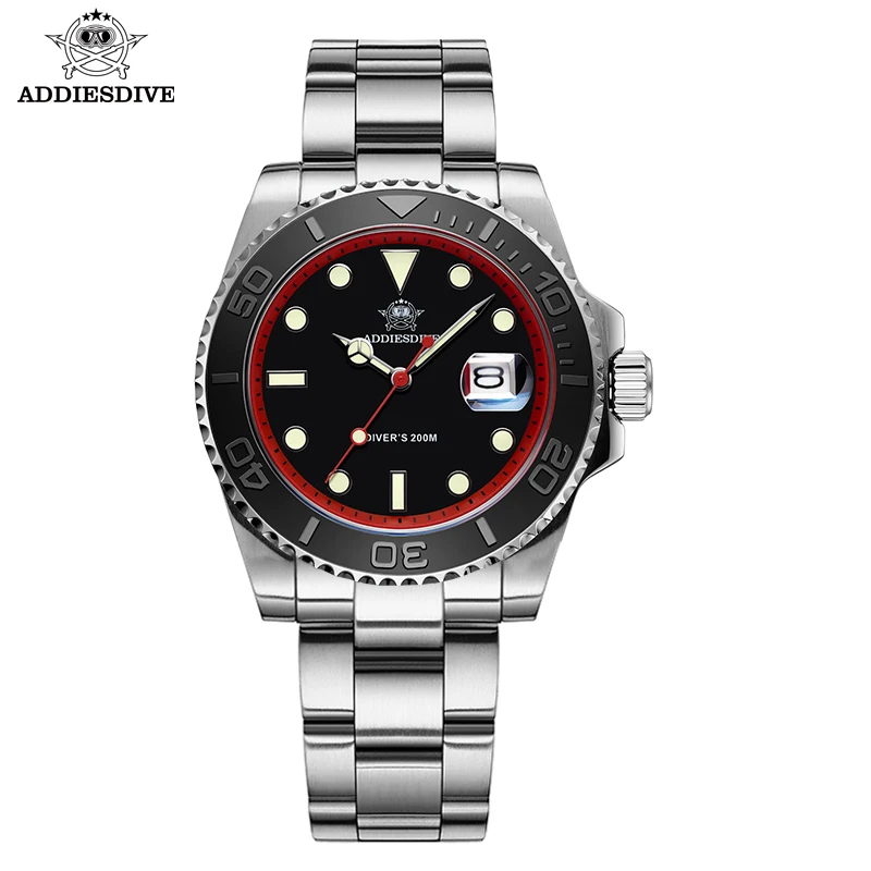 Addies Dive Fashion Mens  Quartz Watches 200m Waterproof BGW9 Super Luminous Montre Homme 316L Stainless Steel Watch