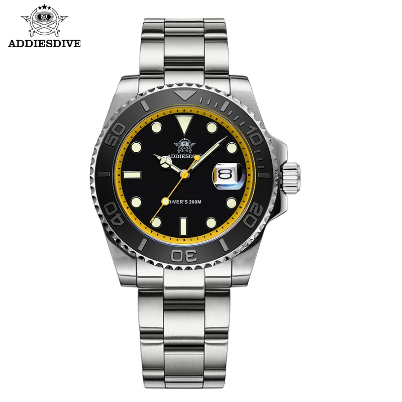 Addies Dive Fashion Mens  Quartz Watches 200m Waterproof BGW9 Super Luminous Montre Homme 316L Stainless Steel Watch
