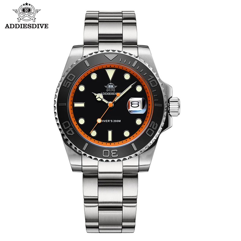 Addies Dive Fashion Mens  Quartz Watches 200m Waterproof BGW9 Super Luminous Montre Homme 316L Stainless Steel Watch