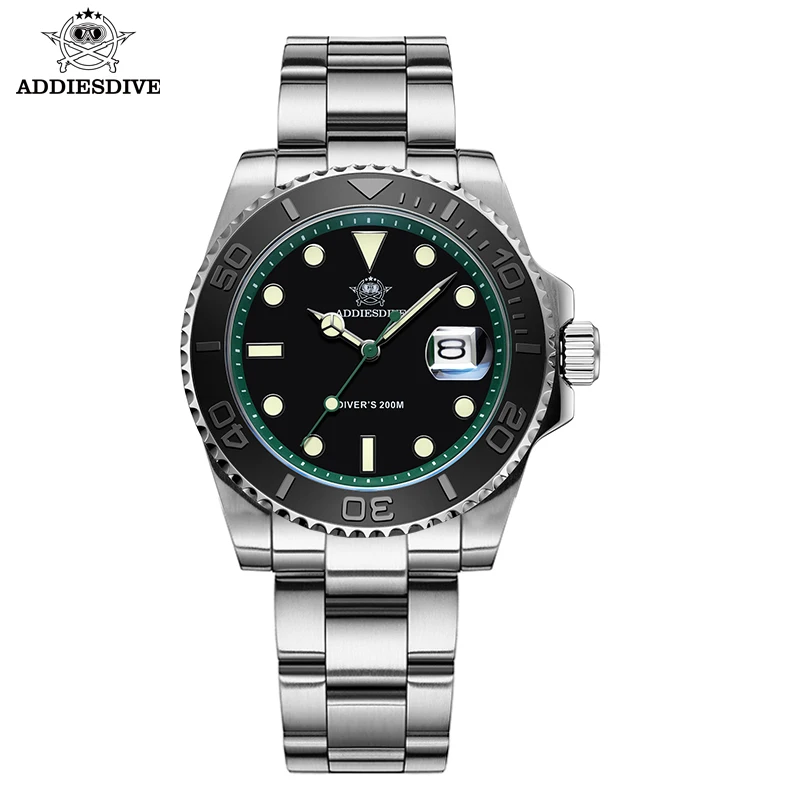 Addies Dive Fashion Mens  Quartz Watches 200m Waterproof BGW9 Super Luminous Montre Homme 316L Stainless Steel Watch