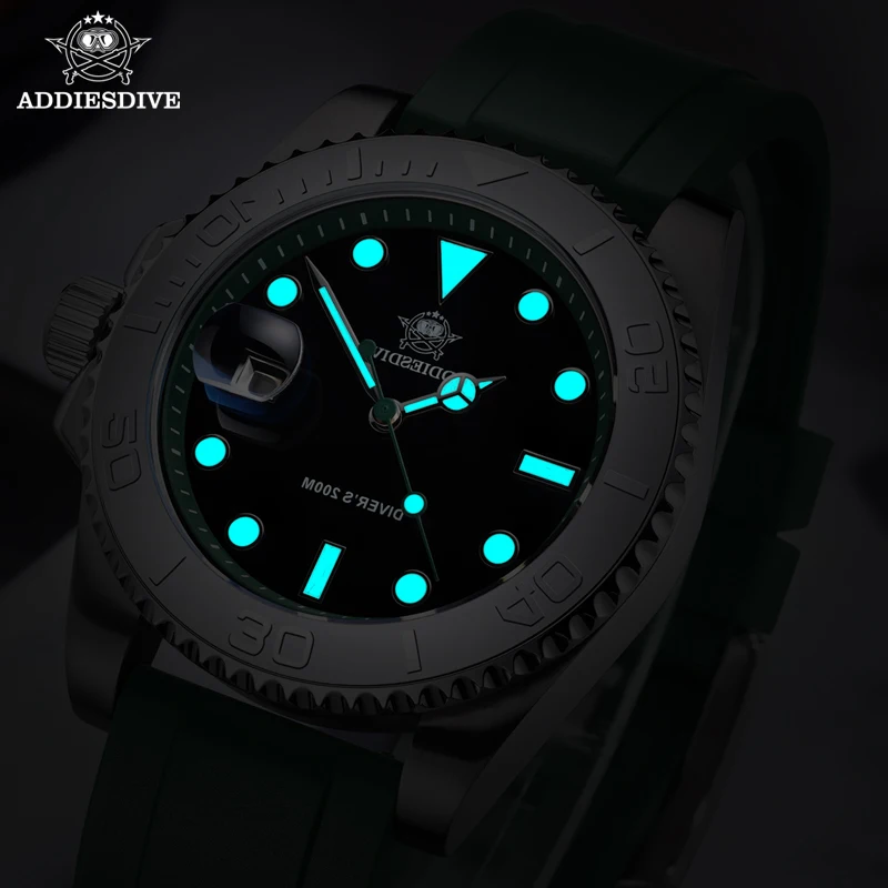 Addies Dive Fashion Mens  Quartz Watches 200m Waterproof BGW9 Super Luminous Montre Homme 316L Stainless Steel Watch