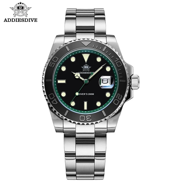 Addies Dive Fashion Mens  Quartz Watches 200m Waterproof BGW9 Super Luminous Montre Homme 316L Stainless Steel Watch