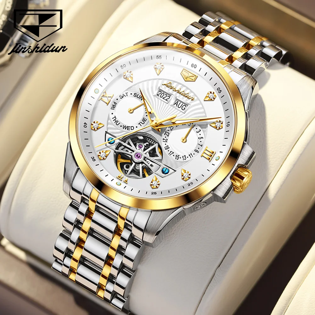JSDUN Top Brand Watch for Men Skeleton Waterproof Man Multifunction Watch Fashion Automatic Mechanical Trend Men's Wrist Watches