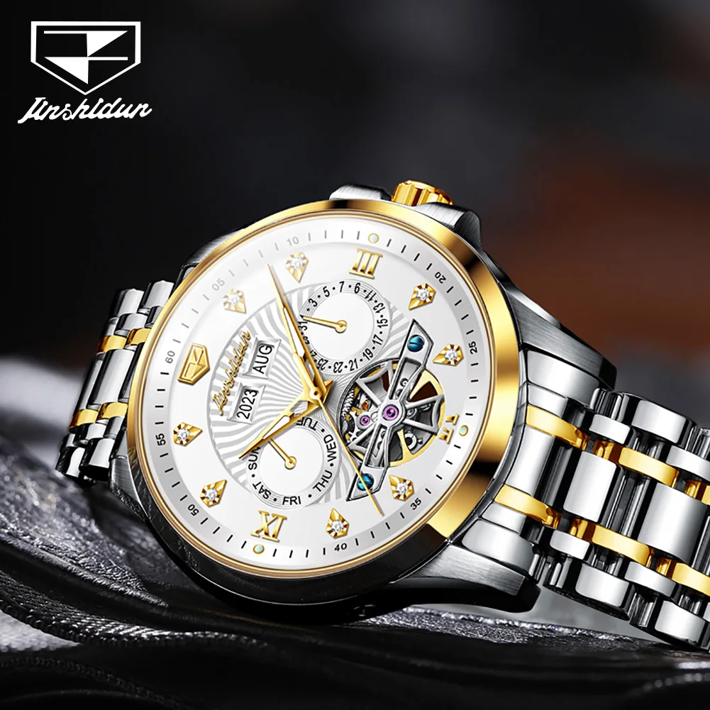JSDUN Top Brand Watch for Men Skeleton Waterproof Man Multifunction Watch Fashion Automatic Mechanical Trend Men's Wrist Watches