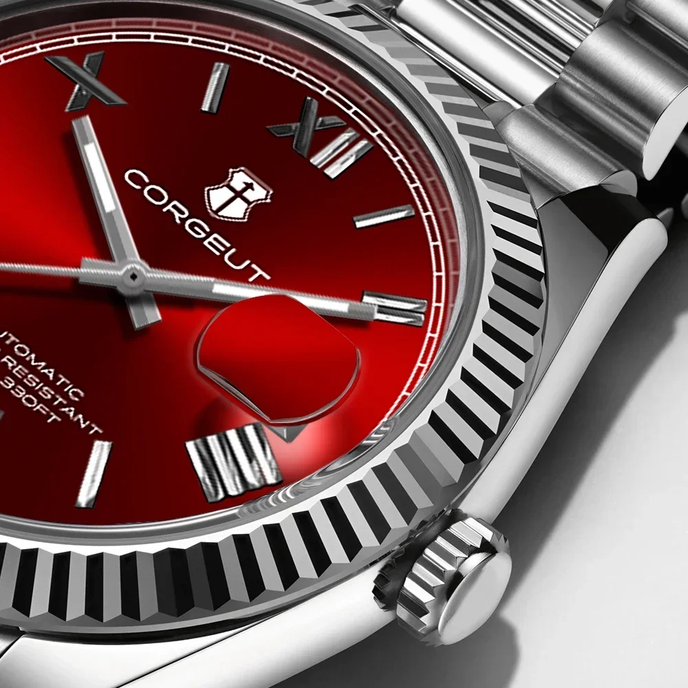 CORGEUT 36mm High Luxury Fashion Business Bright Log Men's Watch Automatic Mechanical Sapphire Date Waterproof Watch for Man Etc