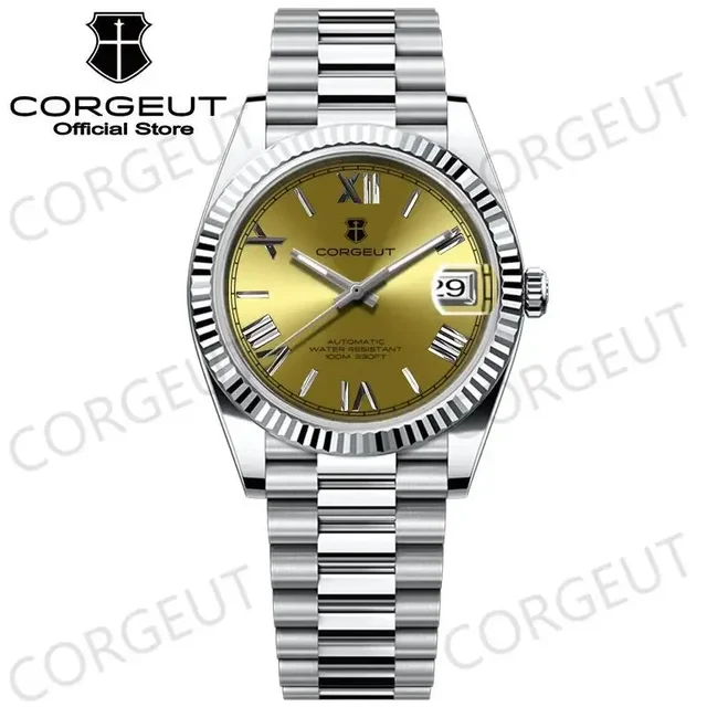 CORGEUT 36mm High Luxury Fashion Business Bright Log Men's Watch Automatic Mechanical Sapphire Date Waterproof Watch for Man Etc