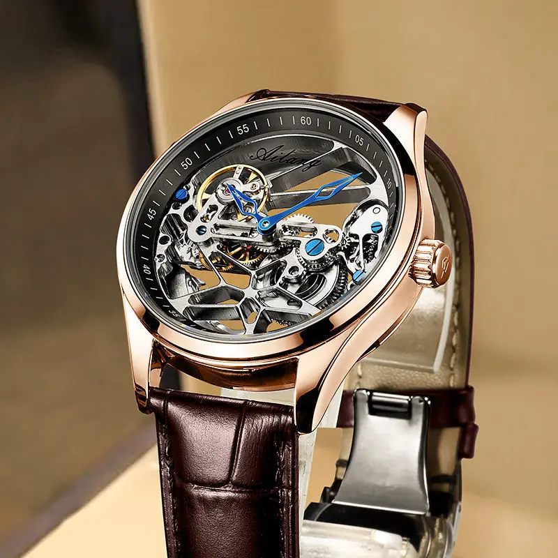 Genuine Tourbillon Watches Men Mechanical Watch Fully Automatic luxury Brands Luminous waterproof fashion MAN WATCH Reloj Hombre