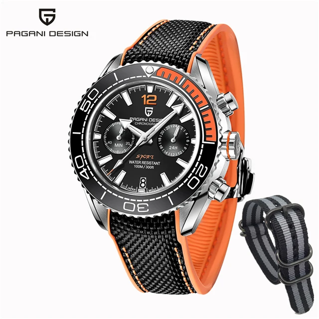 PAGANI DESIGN  Men's Quartz Watch Top Brand Ceramic Bezel Business Waterproof Watches Men Chronograph VK64 Reloj HombreP