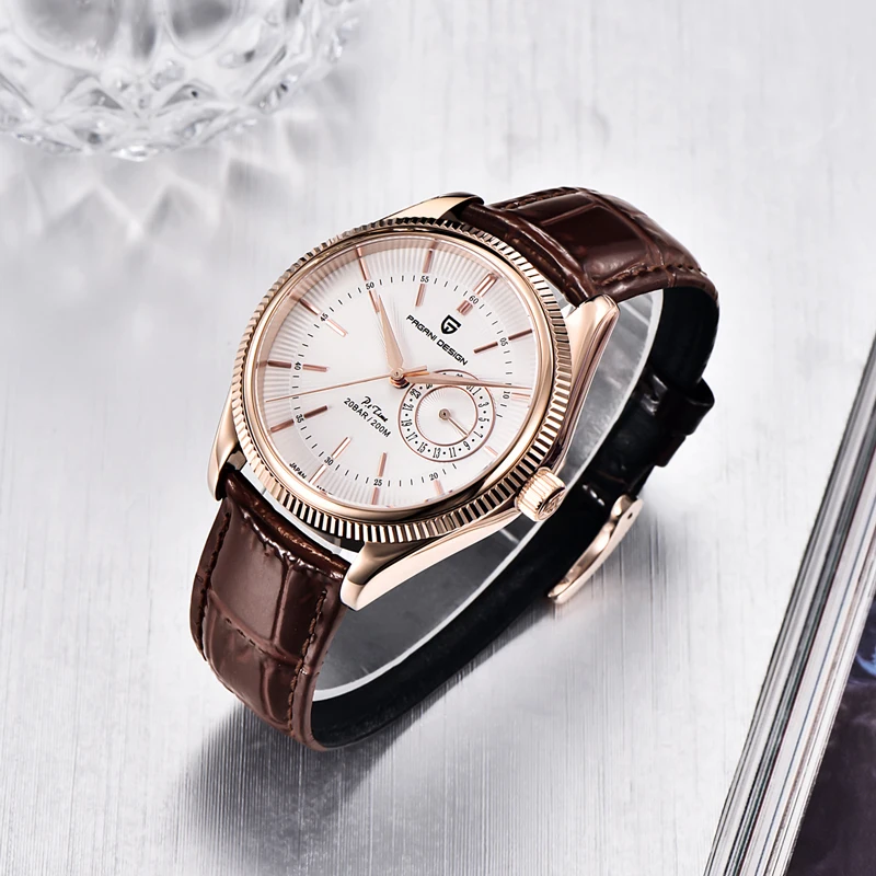 PAGANI DESIGN  Men Quartz Wristwatches Top Brand Luxury Watch For Men VH65 Sports Automatic Leather Clock Relogio Masculino