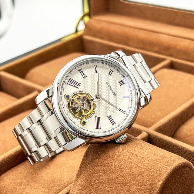 AOKULASIC Brand Man Watches Automatic Mechanical Business Watch Men Luxury Waterproof Sport Casual Wristwatch Leather Clock