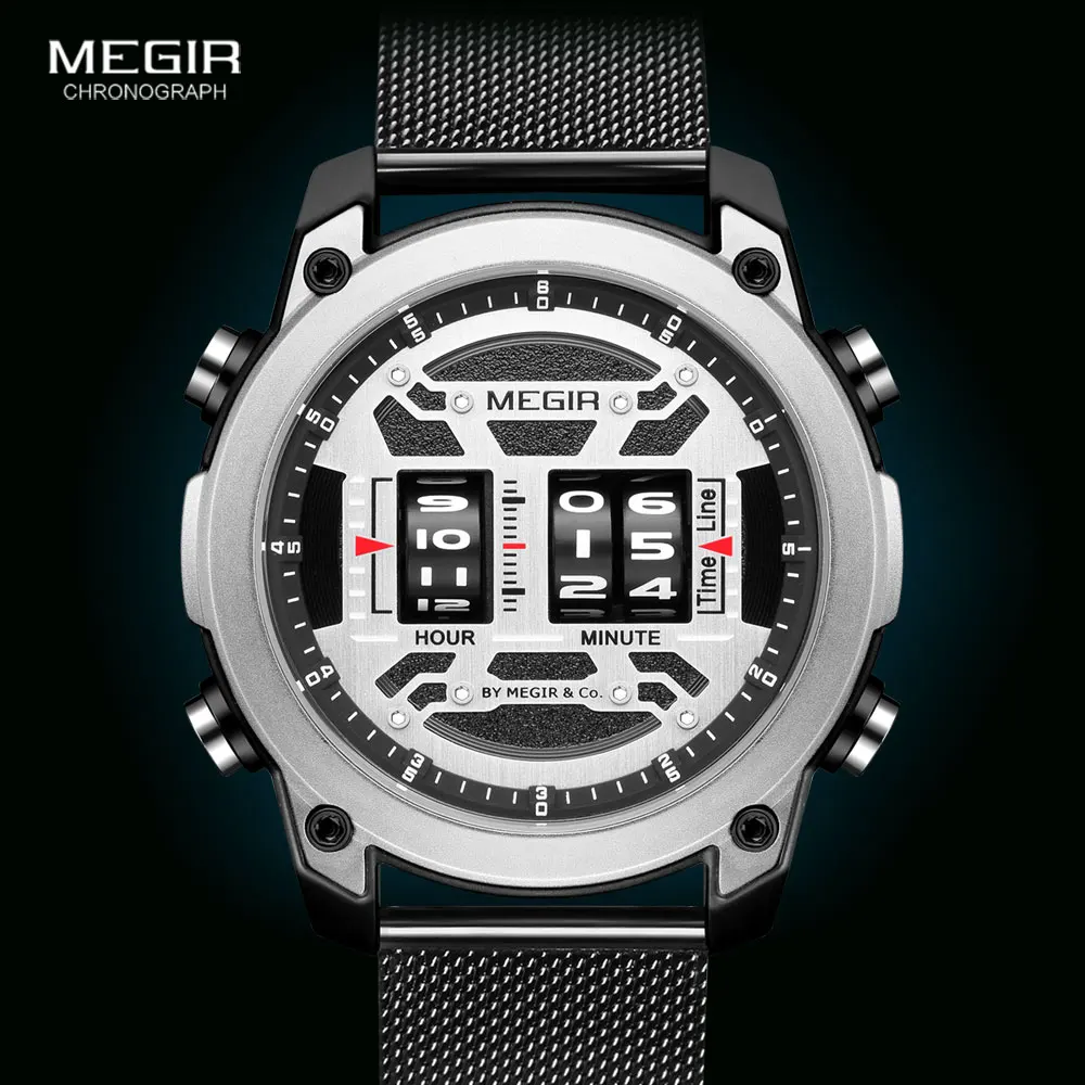 Men's Watches Fashion Digital Roller Numbers Quartz Watch for Man Luxury Sport Leather Strap Wrist Watch Relogios Часы Montre