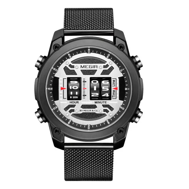 Men's Watches Fashion Digital Roller Numbers Quartz Watch for Man Luxury Sport Leather Strap Wrist Watch Relogios Часы Montre