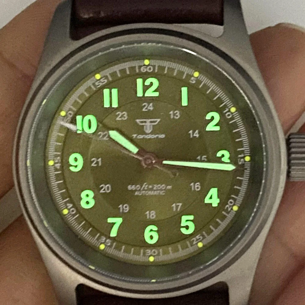 36mm Titanium Aviator Pilot Watch 200M Waterproof Dive Mechanical Wristwatch Japan NH35 PT5000 Movt Tandorio Sport Clock