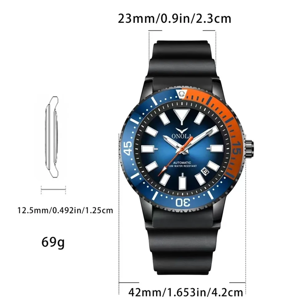 ONOLA Watch For Men Classic Business Luminous Calendar 30M Waterproof Clock Fully Automatic Mechanical Men Watch Montre Homme