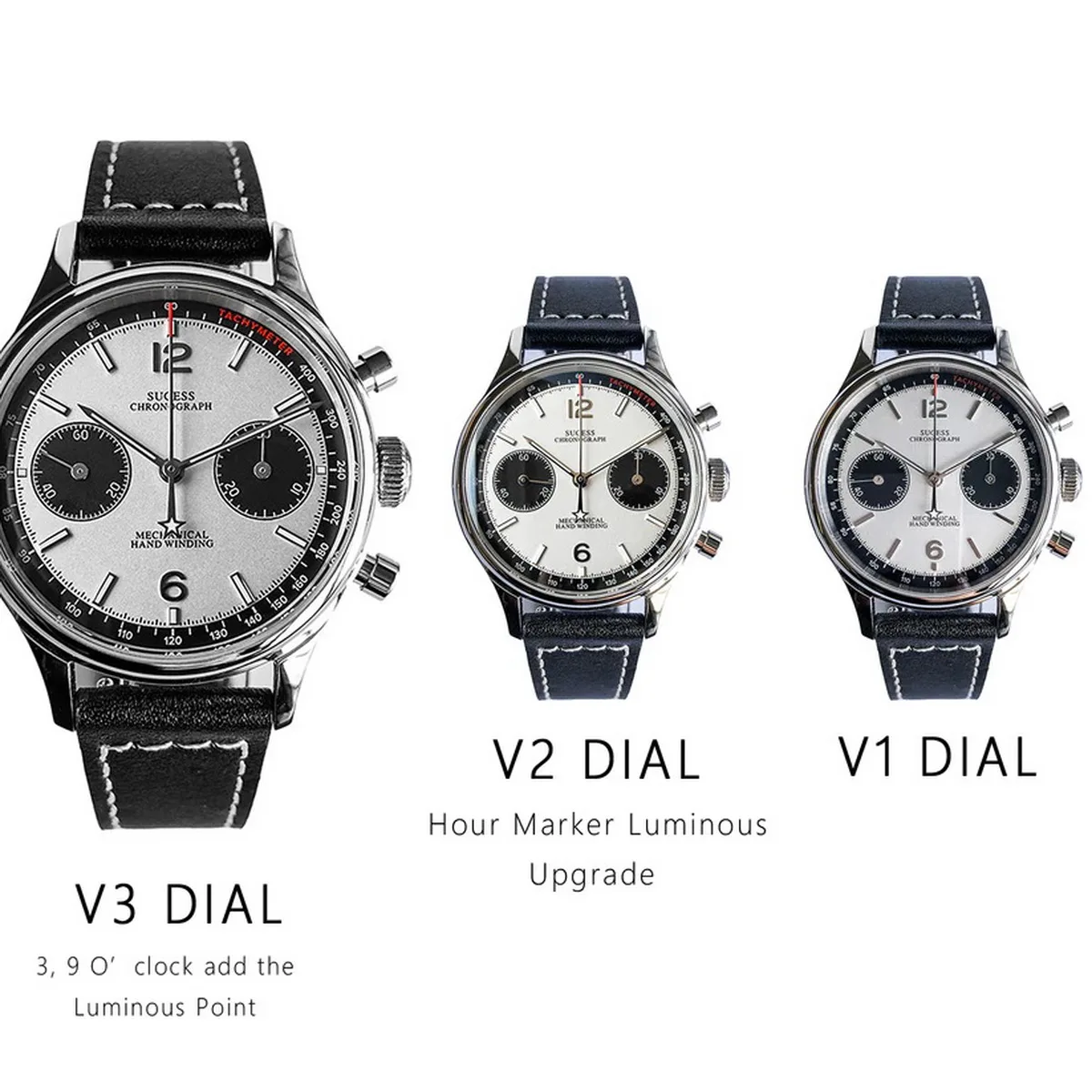 Sugess 1963 Pilot Watch Men Mechanical Watches Chronograph Panda Wristwatch Air Force Sapphire for Original Movement ST1901 v3Pr