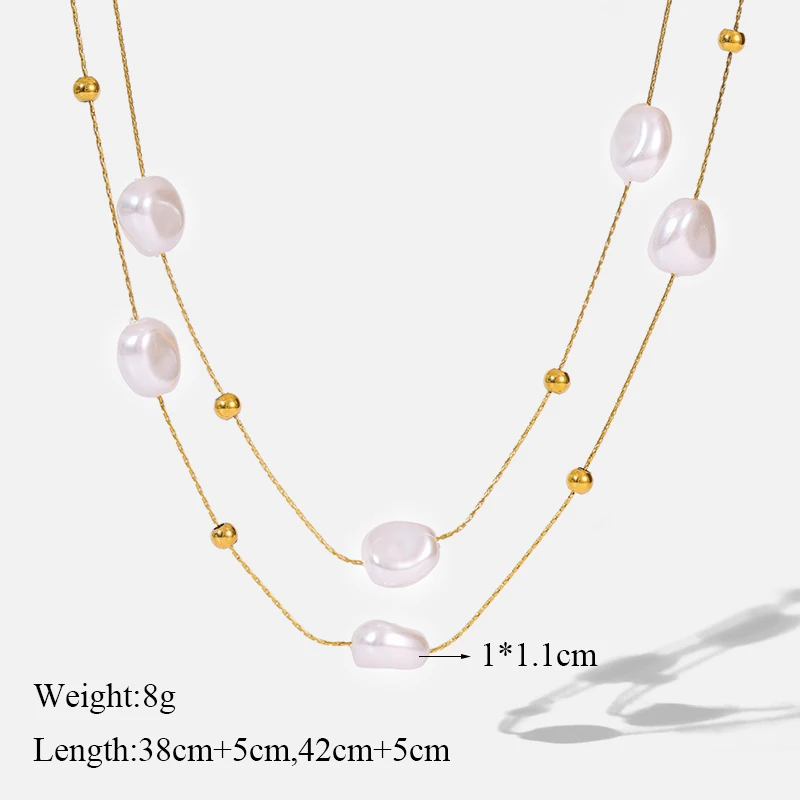 316L Stainless Steel Multi-layer Pearl Chain Necklace For Women New Fashion Waterproof Neck Chain Jewelry Gift Collar